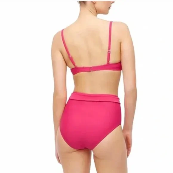 J.Crew Factory High Waist Tie Bikini Bottoms in Radiant Fuchsia Medium - Picture 4 of 12